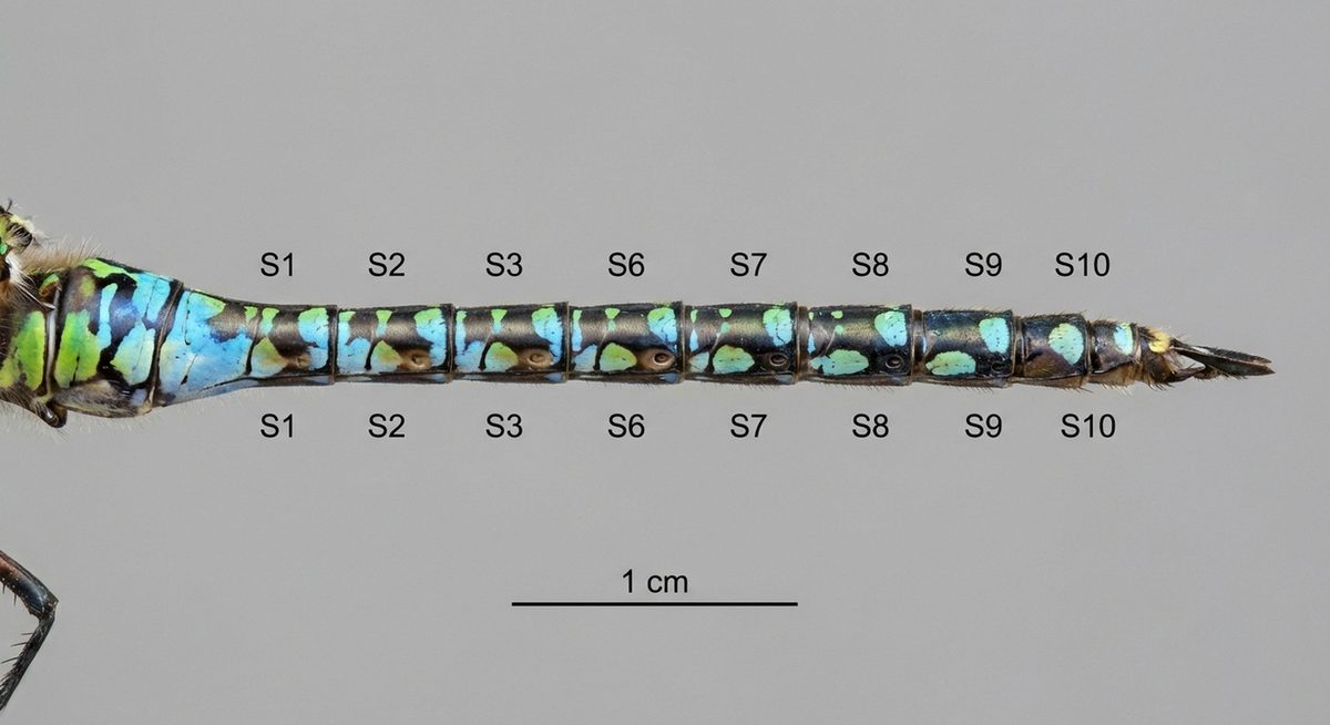 Detailaufnahme des Abdomens einer Libelle