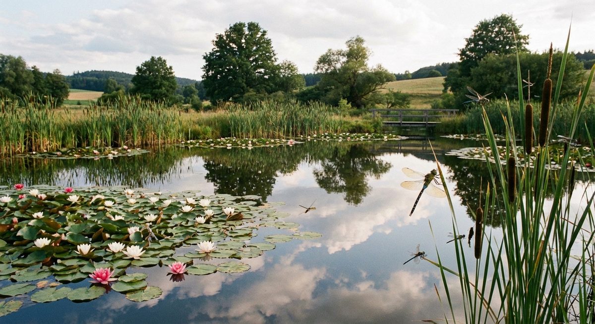 Ruhiger Teich als Libellenlebensraum
